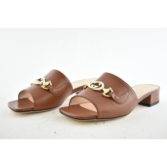 Gucci Zumi Papaya Brown Slide GG Interlocking Metal Logo Mule Flat Sandal 36 - Picture 9 of 11